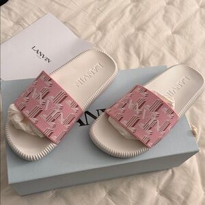 Lanvin Pink Patterned Slide Sandals